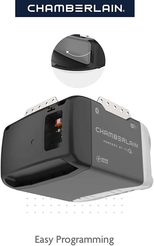 Smart Garage Door Opener with Battery Backup, Remote Control & Quiet Operation