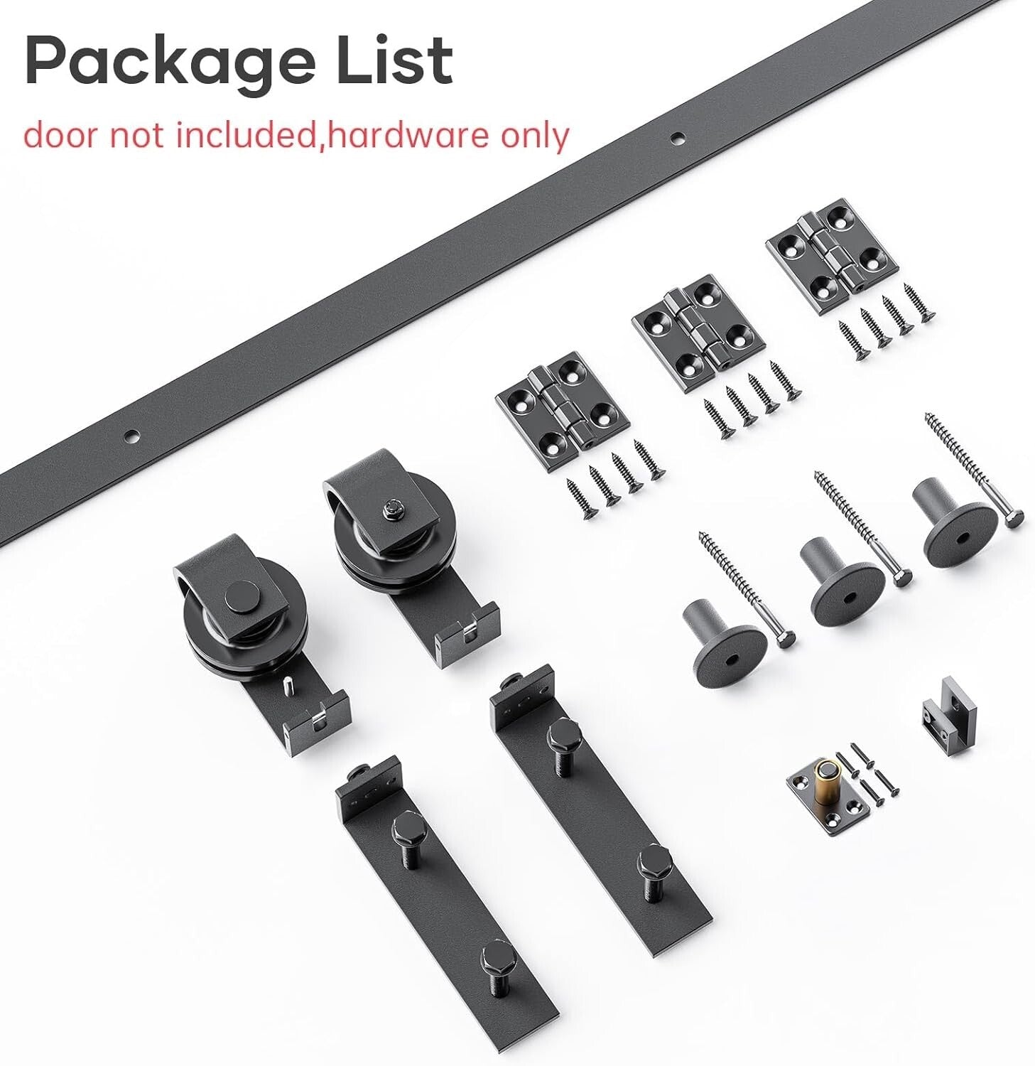 Durable 36-Inch Heavy-Duty Barn Door Hardware Kit - Fits Double 18" Doors