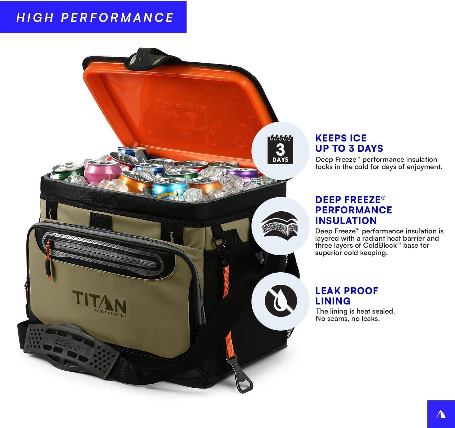 Lightweight Zipperless HardBody Cooler with Deep Freeze Insulation Technology