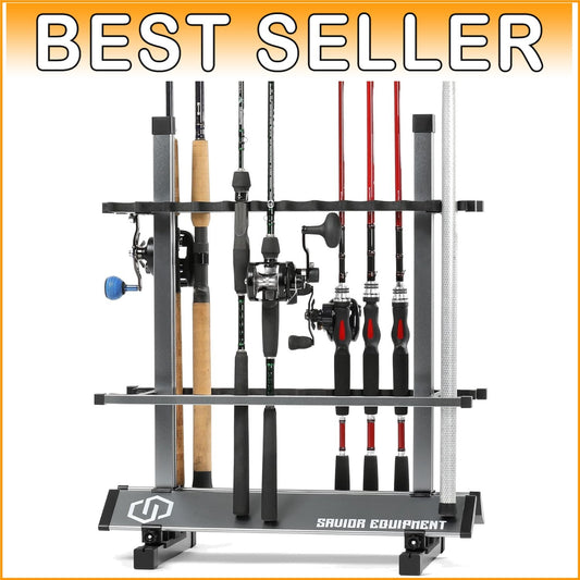 Lightweight Aluminum Fishing Rod Rack - 24 Slot Organizer for Garage Storage