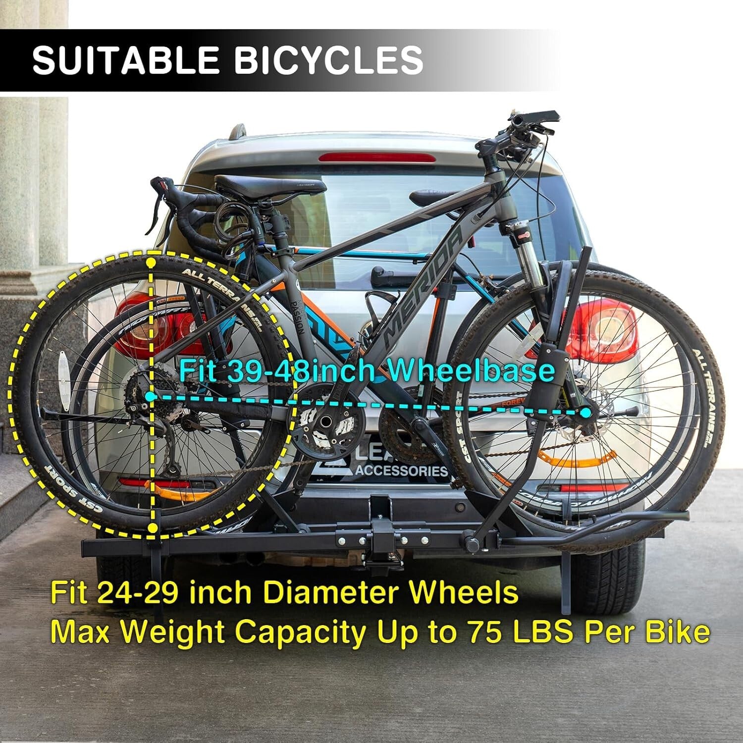 Foldable 2-Bike Carrier - Fits Standard, Fat Tire & Electric Bikes with Ease
