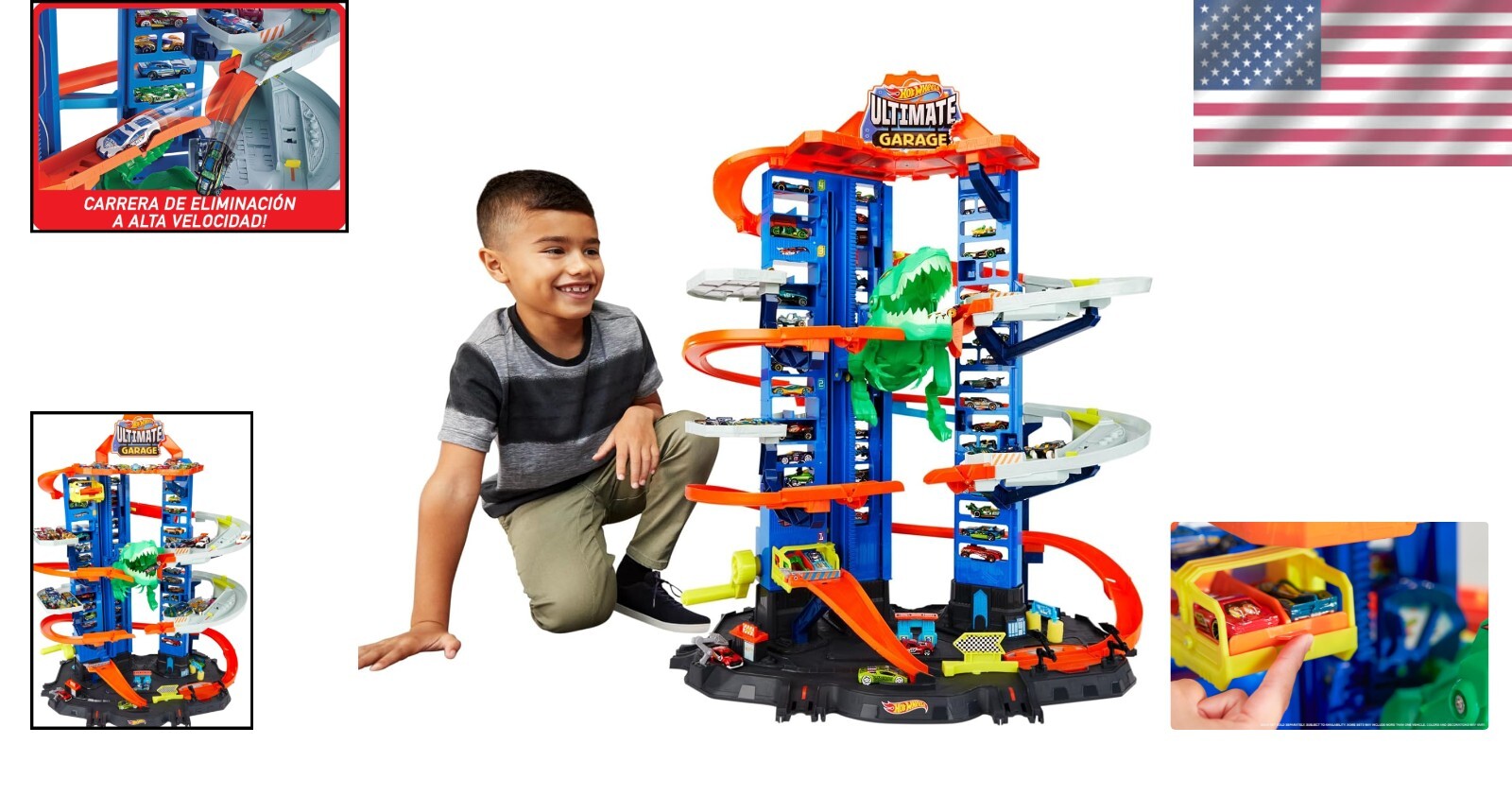 Ultimate City Toy Garage with T-Rex & 100+ Vehicle Parking – Fun Racing Playset