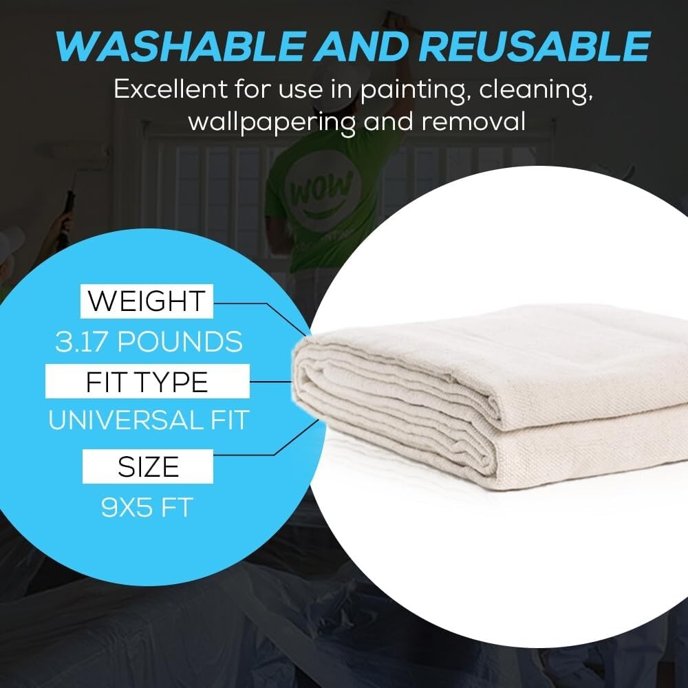 12-Pack 6' x 9' Heavy-Duty Canvas Drop Cloths for Ultimate Surface Protection