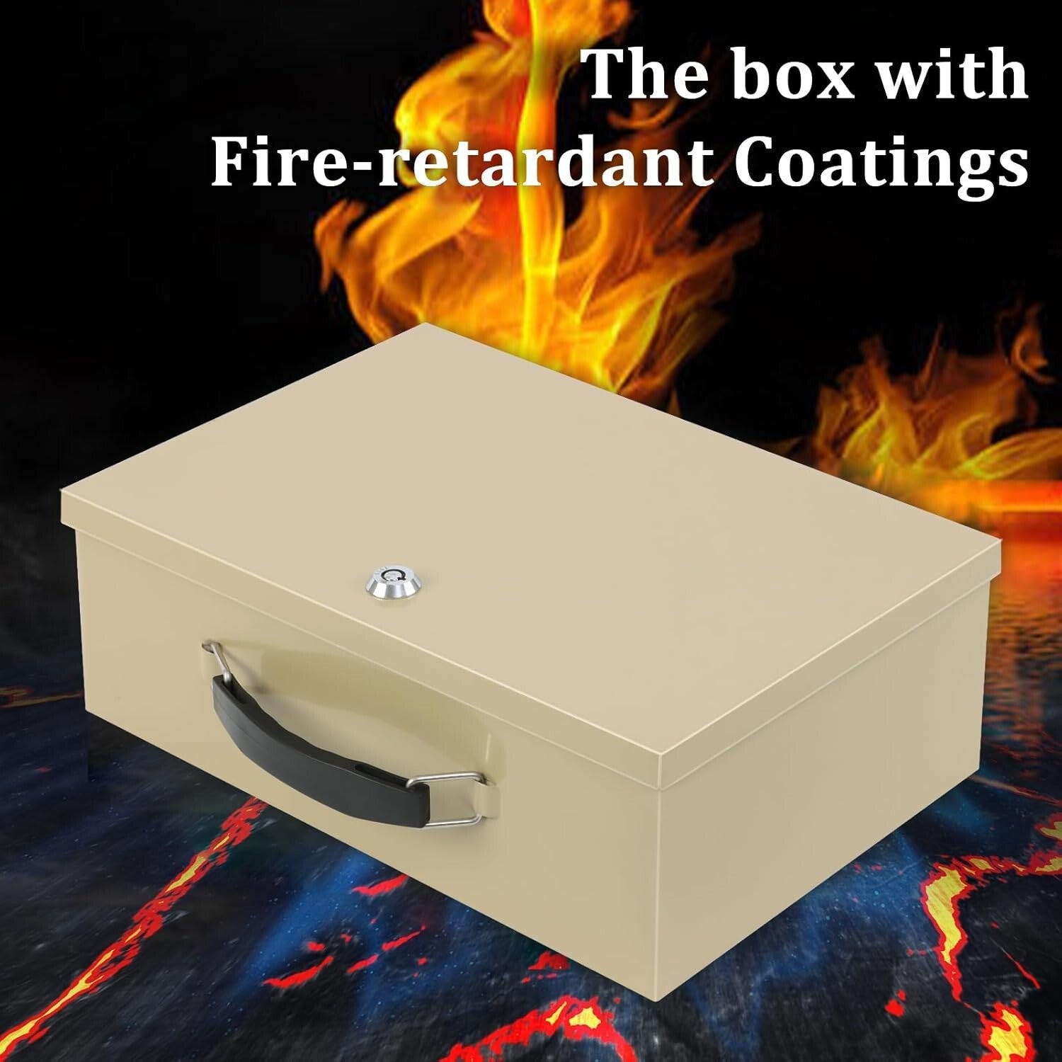 Fire Resistant Portable Lock Box - 0.3 Cubic Feet Safe for Documents & Valuables