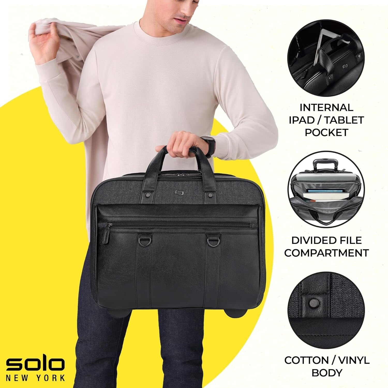 Durable Wheeled Briefcase with Organizer and Padded Sleeve for Travel Essentials