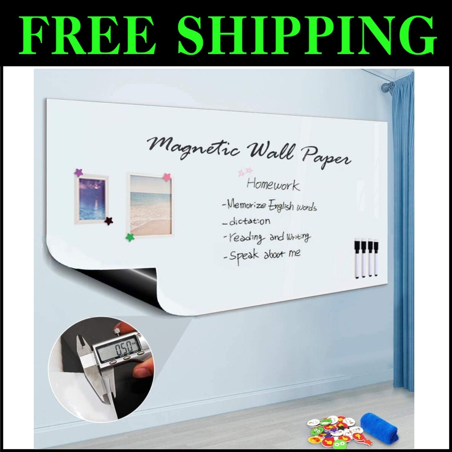 Versatile Magnetic Dry Erase Whiteboard Sticker 60 x 36 inches for All Spaces