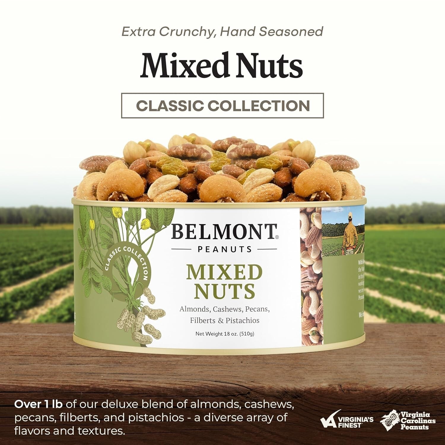 Family-Farmed Gourmet Mixed Nuts - 18 oz Premium Snack with Simple Ingredients