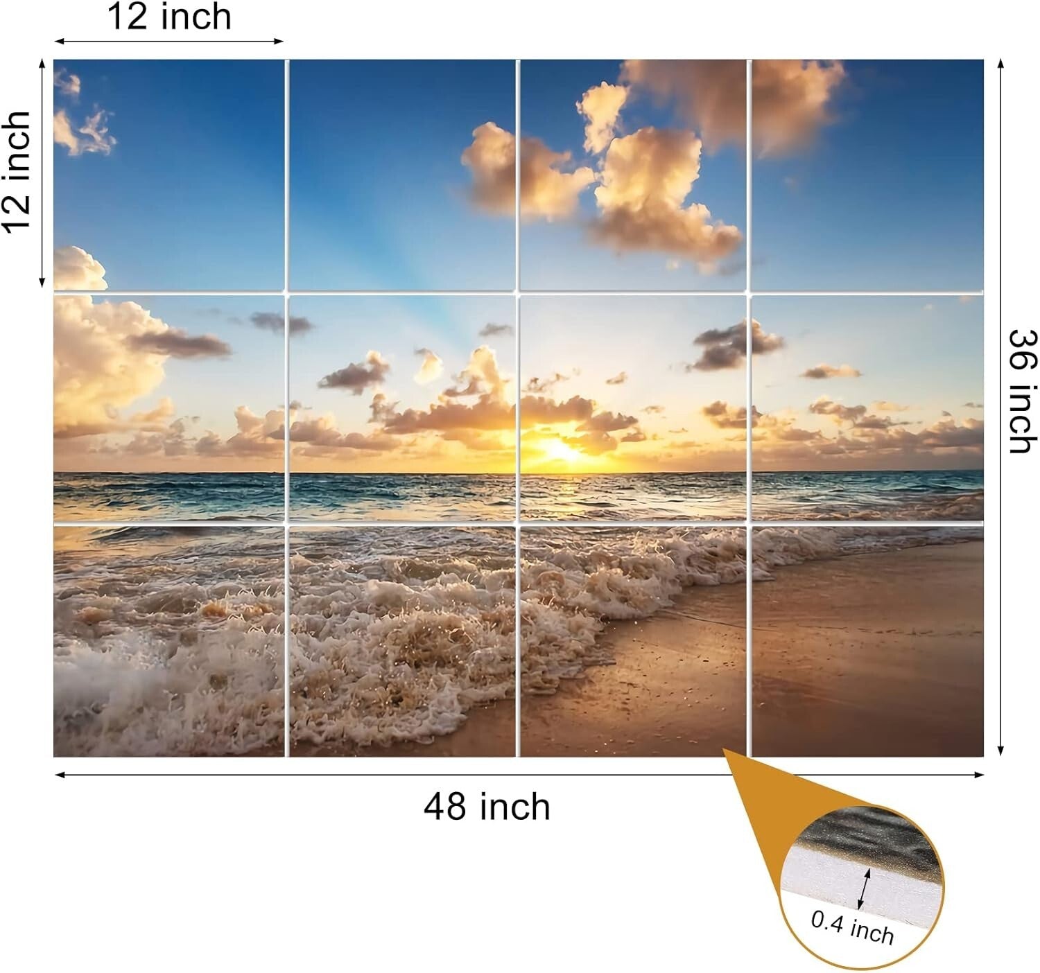 Self-Adhesive Decorative Soundproof Wall Panels - 48"x36" for Home and Studio