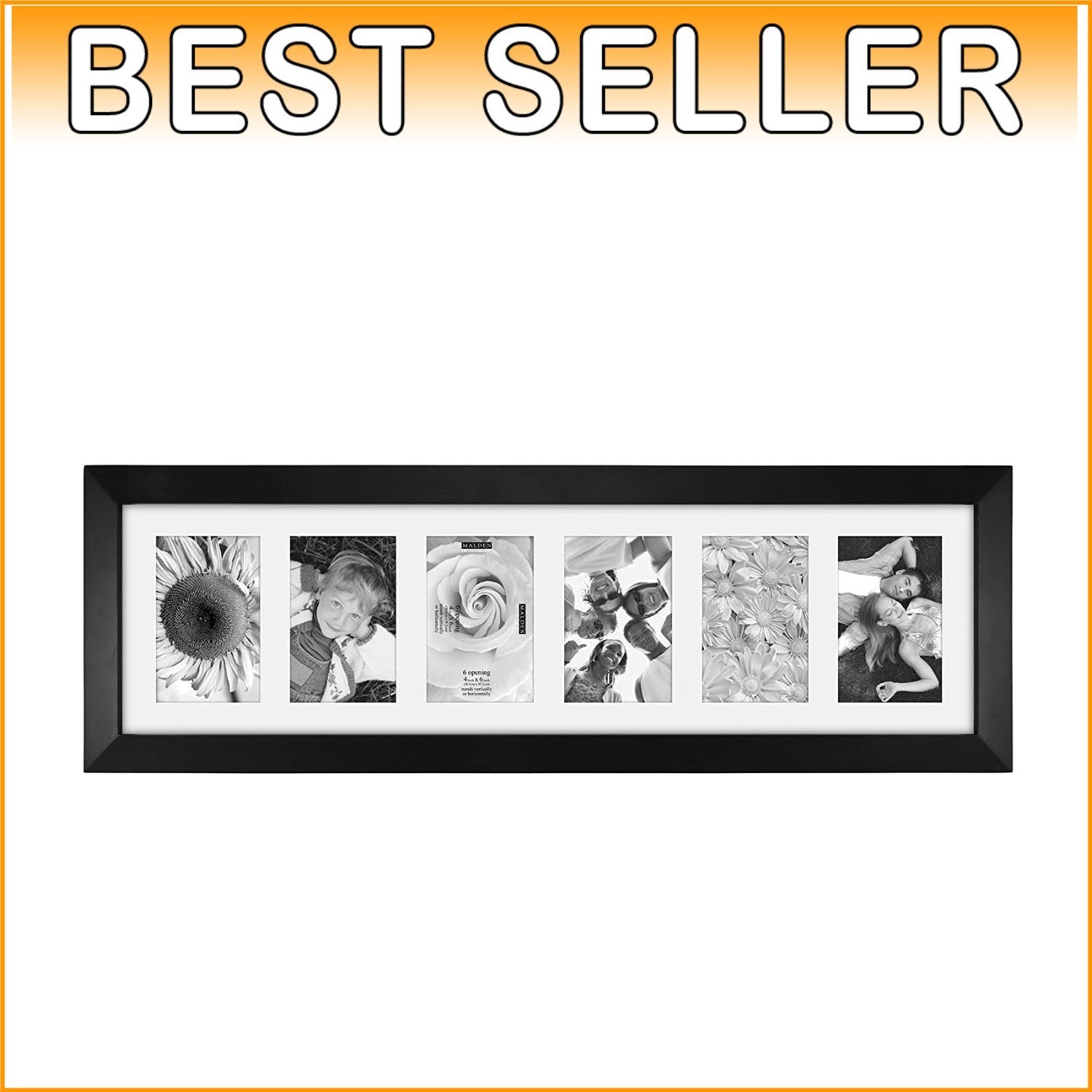Durable Black 6-Photo Matting Collage Frame - Perfect for Special Moments