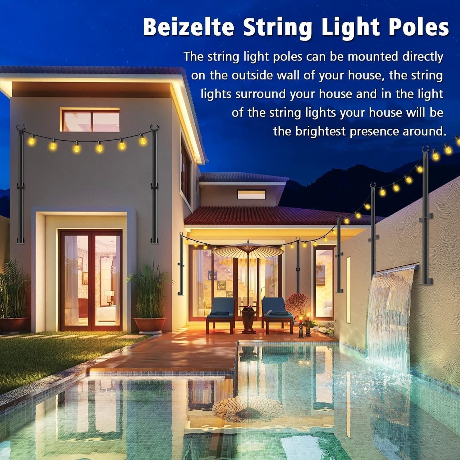 Waterproof 5Ft String Light Poles - Ideal for Christmas and Halloween Decor