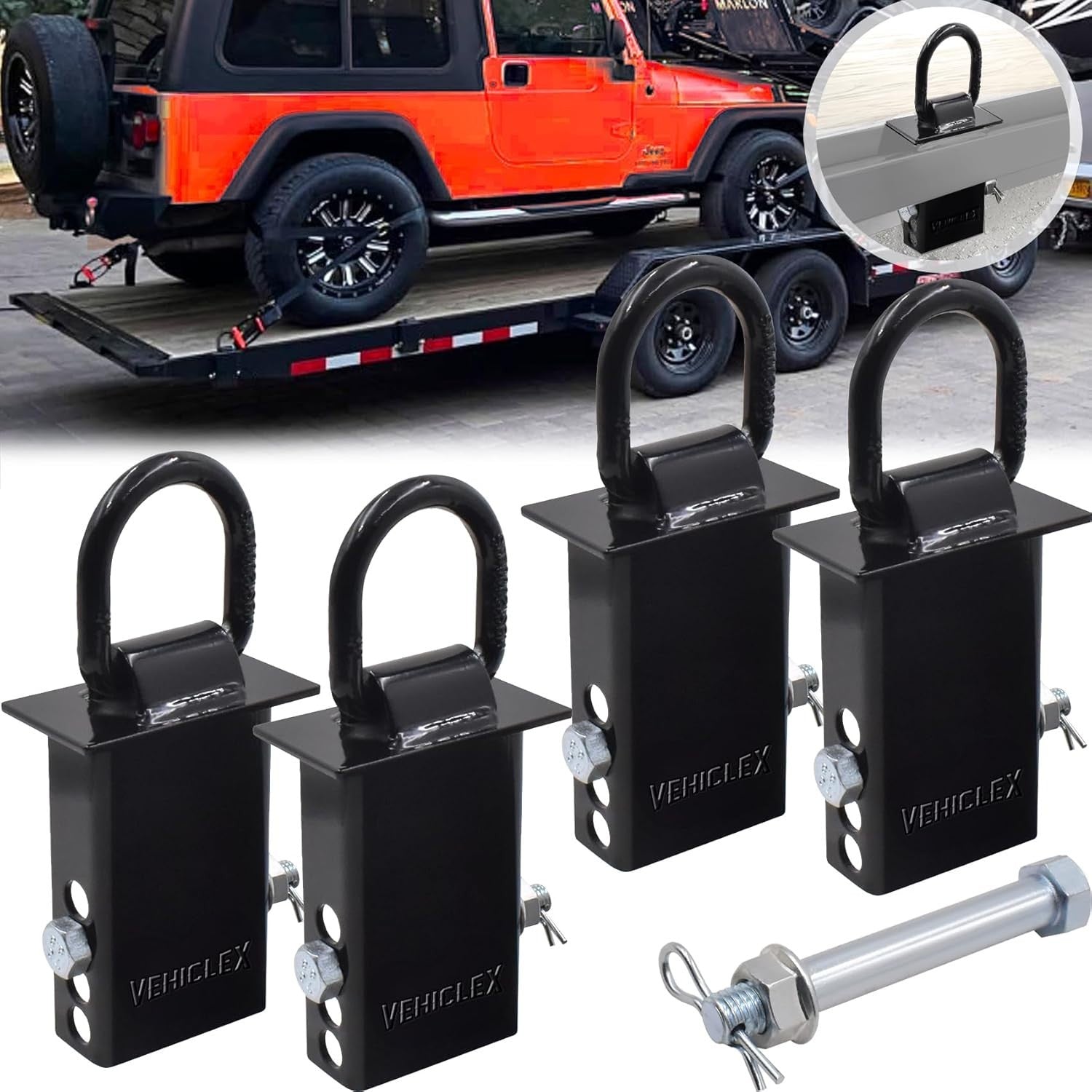 4-Pack Premium Galvanized Steel D Rings with 12,000 lb Strength for Cargo Safety