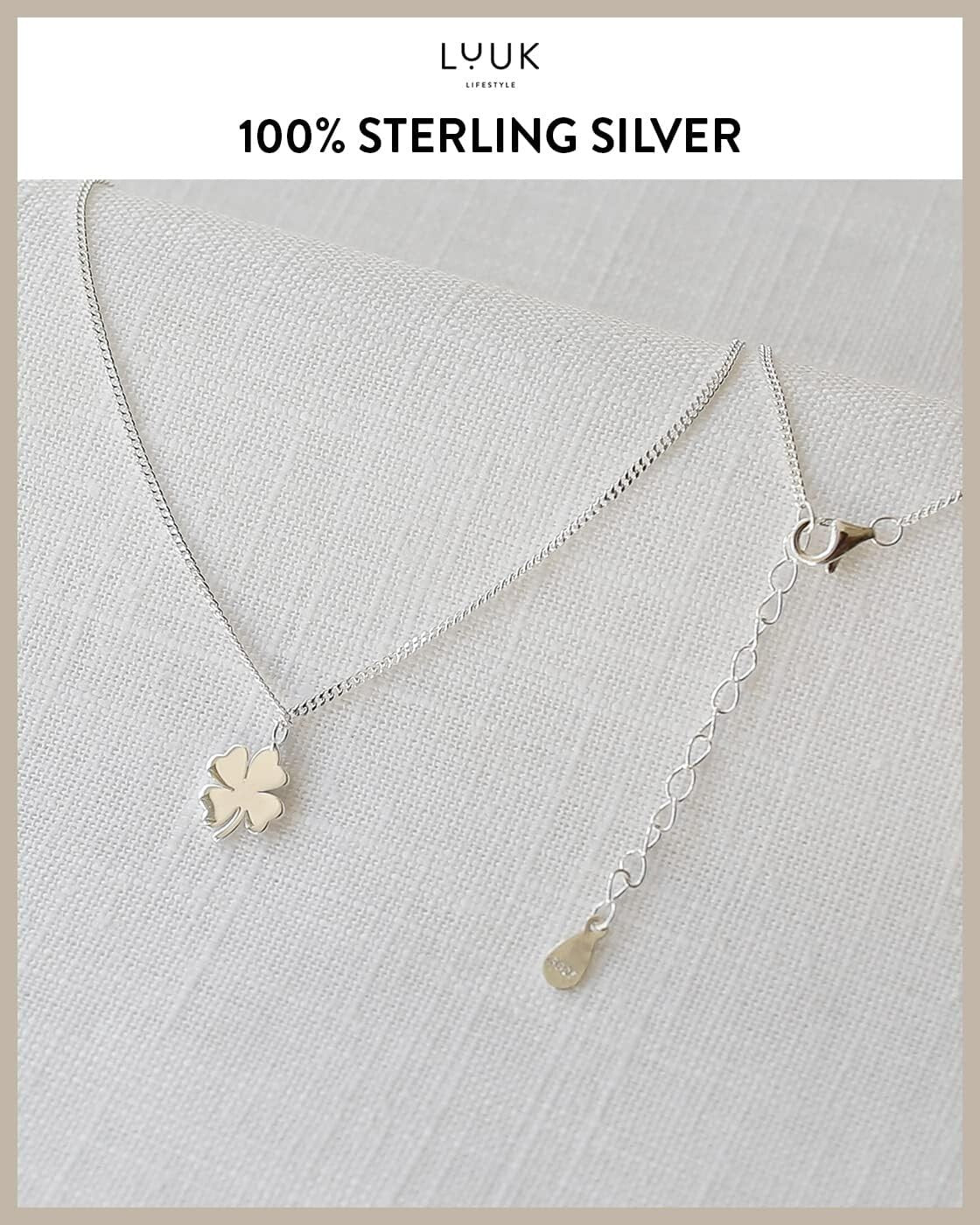 925 Sterling Silver Filigree Necklace with Lucky Clover Pendant - Adjustable 20"