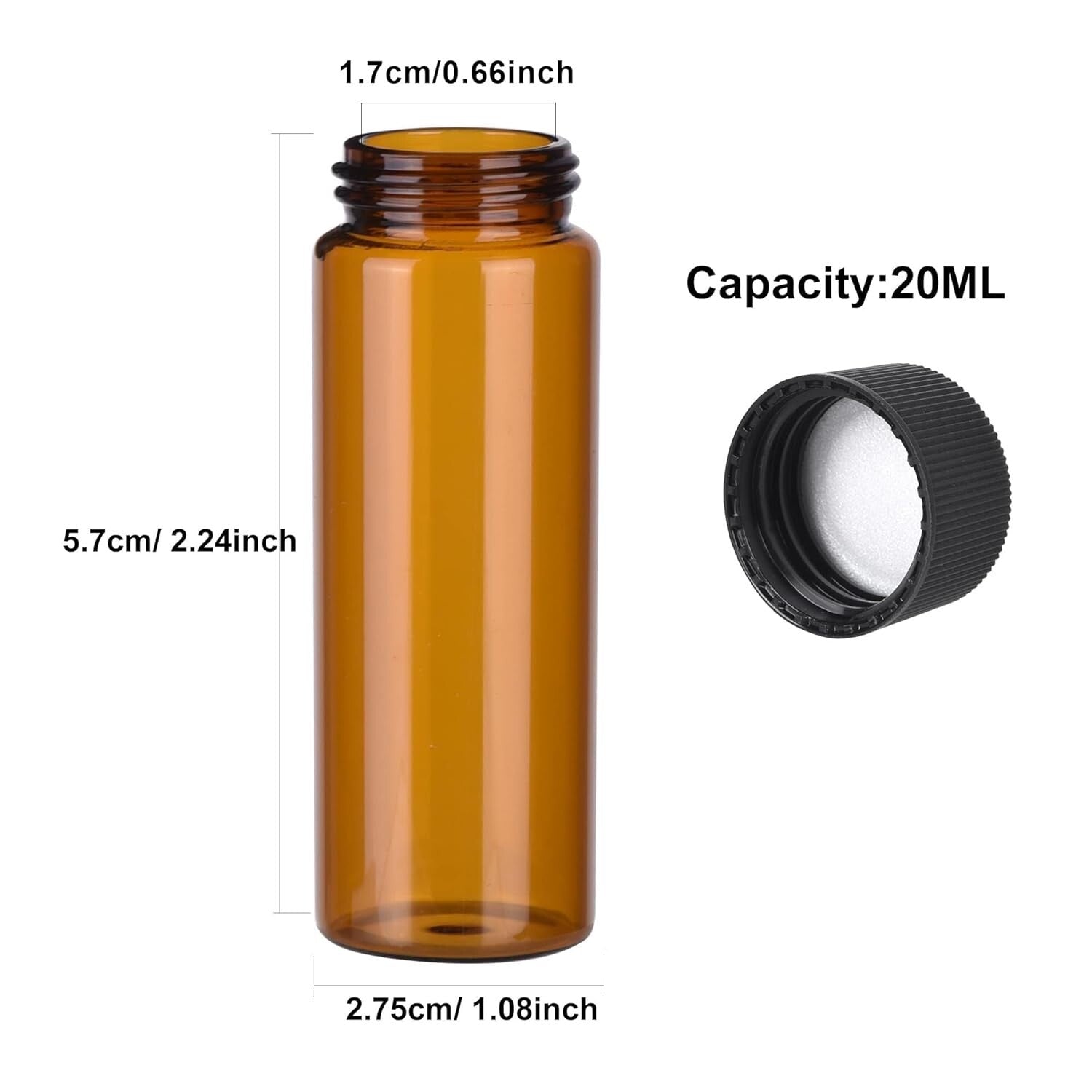 Professional Pack of 100 Leakproof 20ML Glass Vials - Ideal for Labs and Home