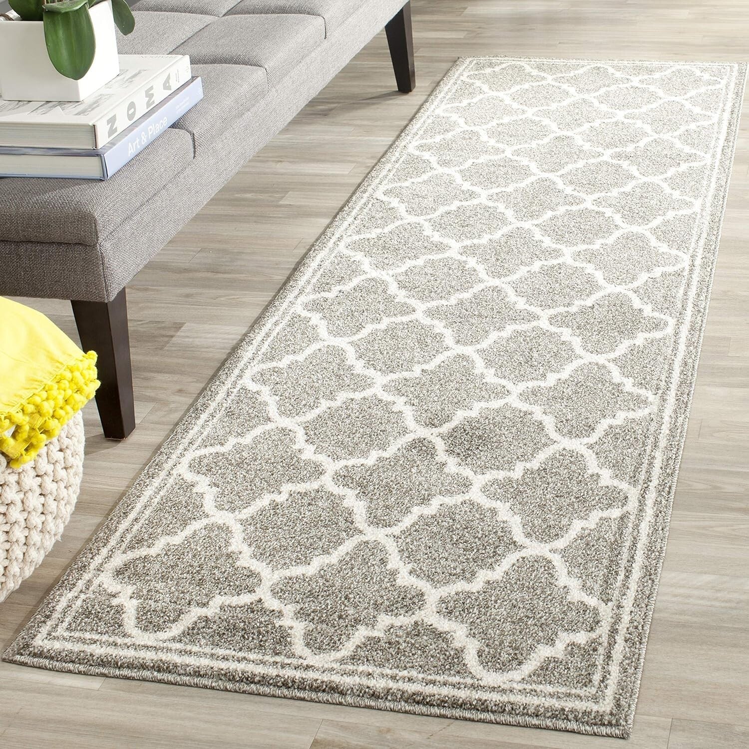 Kid and Pet-Friendly Runner Rug - Stain Resistant, 2'3" x 13', Grey & Beige