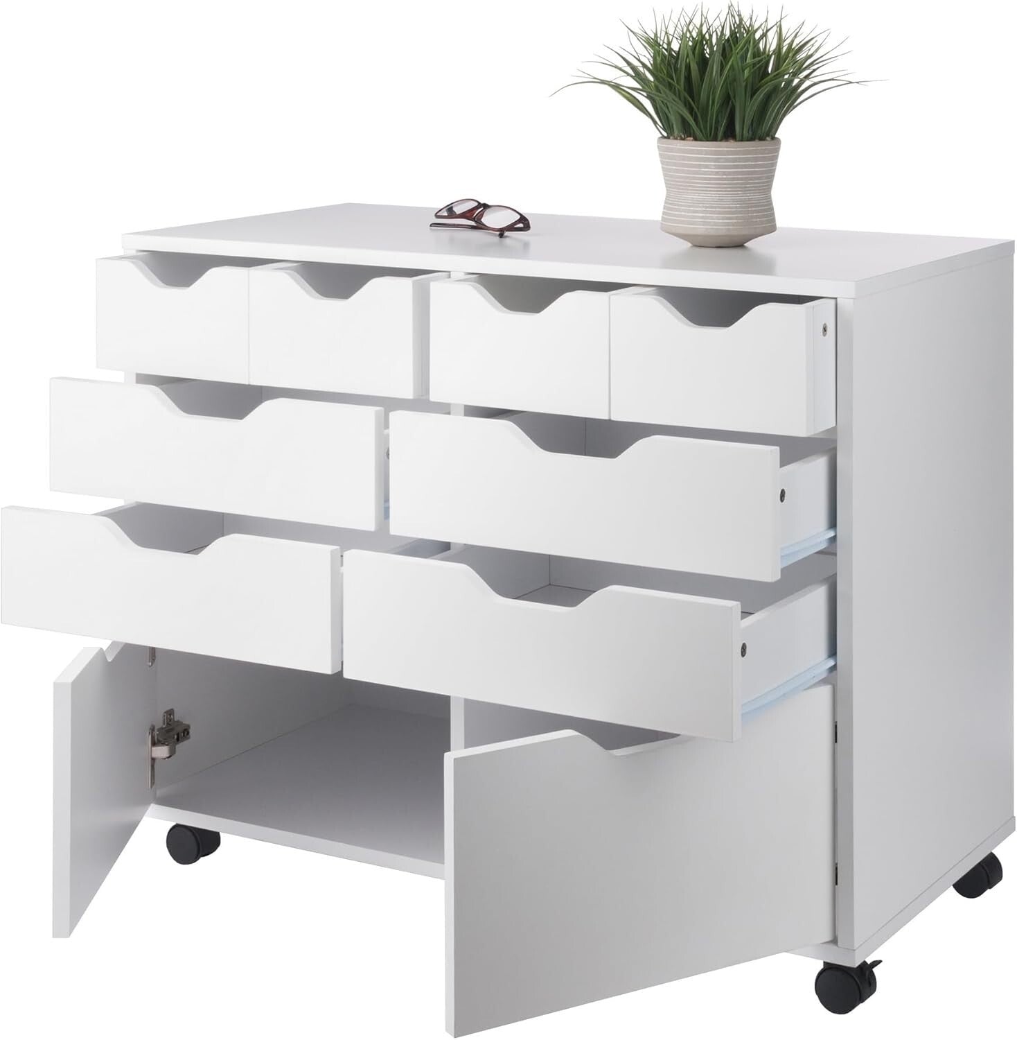 Halifax Mobile Storage Cabinet - 2 Doors, Easy-Glide Drawers, Modern Design