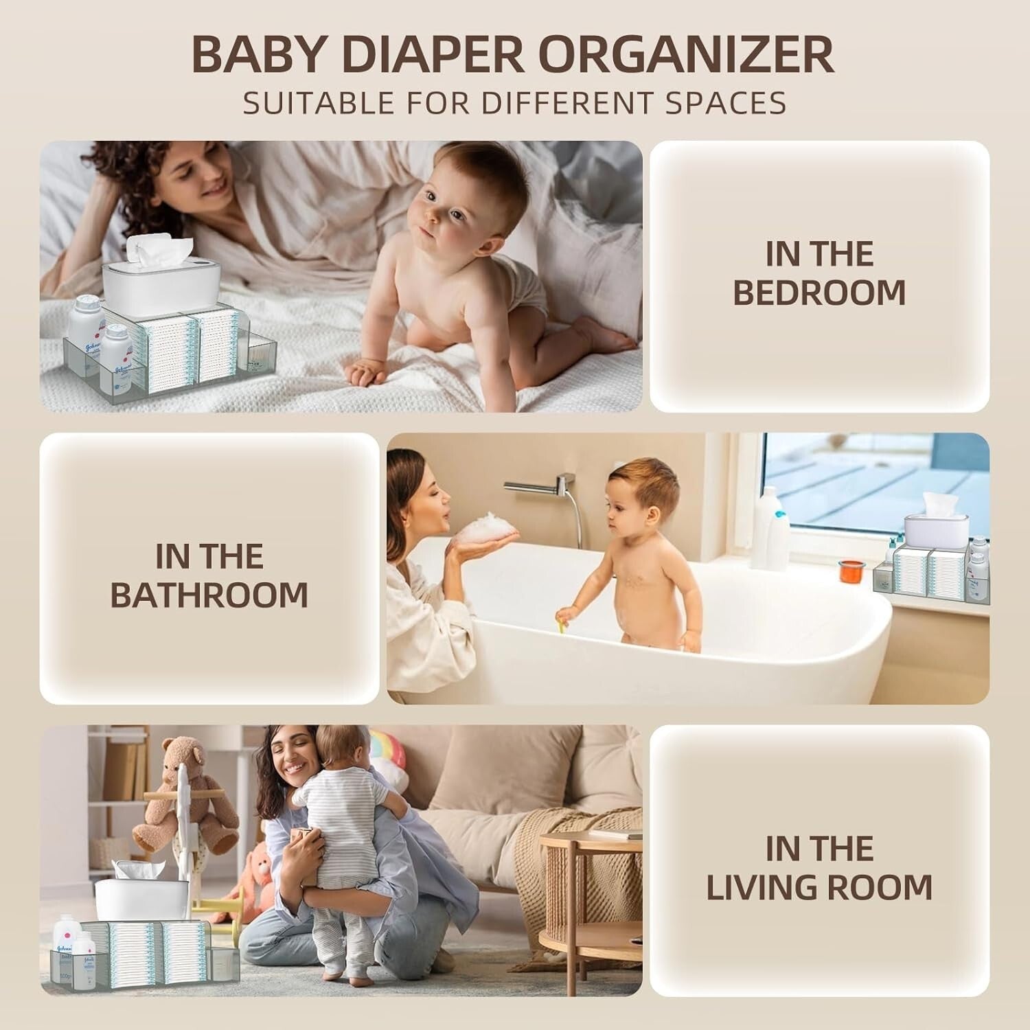 Elegant Acrylic Diaper Holder with Detachable Design and 7 Spacious Compartments