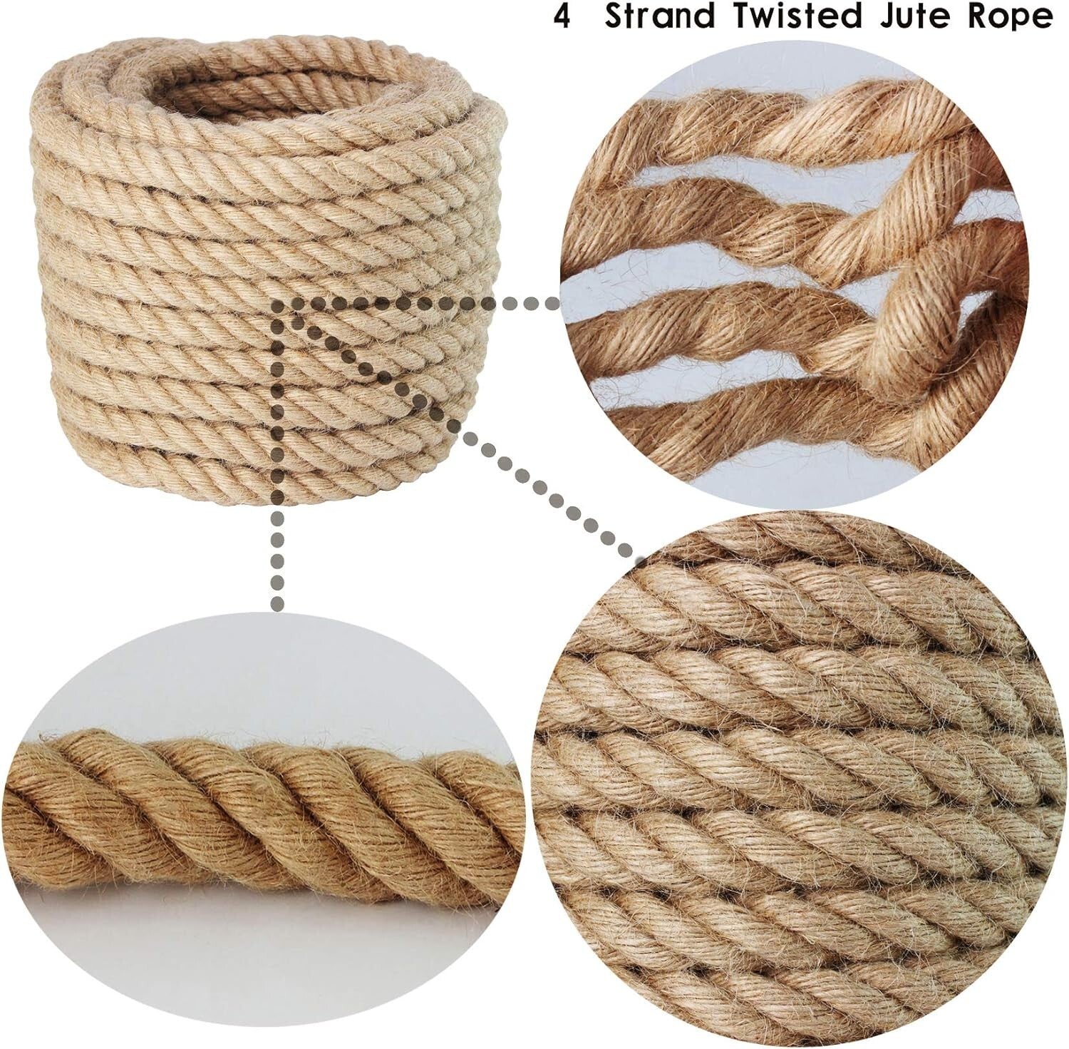 Durable Twisted Manila Rope 3/4 Inch x 100 Feet – Ideal for Landscaping & Crafts