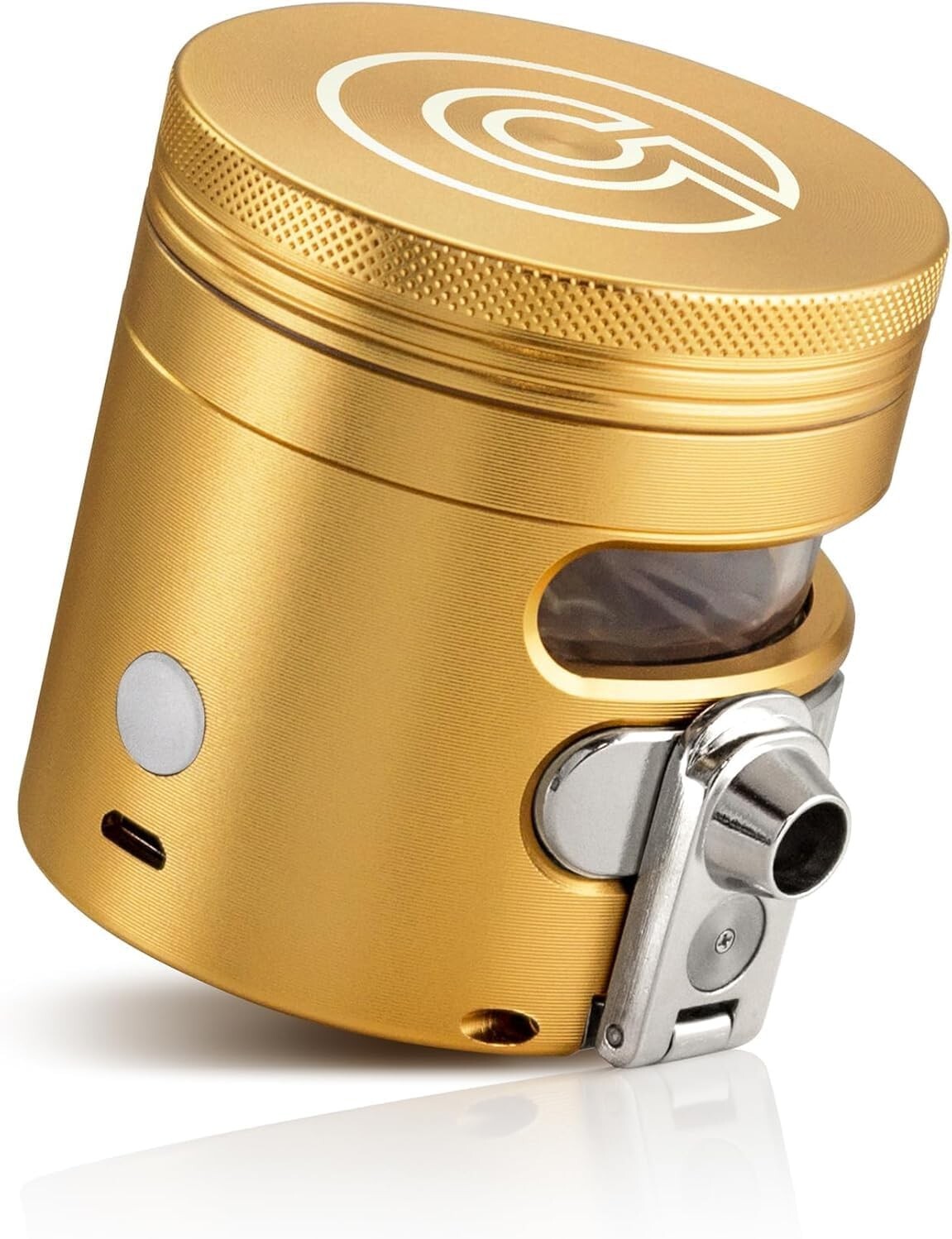 Premium Gold Aluminum Manual Grinder with Vibrational Dispenser - Effortless Use