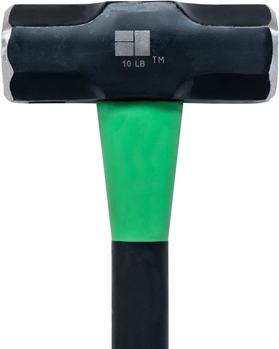 Durable 10lb Sledge Hammer with No-Slip Grip & Fiberglass Handle for Tough Tasks