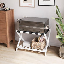 Load image into Gallery viewer, Elegantly Foldable Bamboo Luggage Rack with Upgraded 5 Nylon Straps, 1 Pc