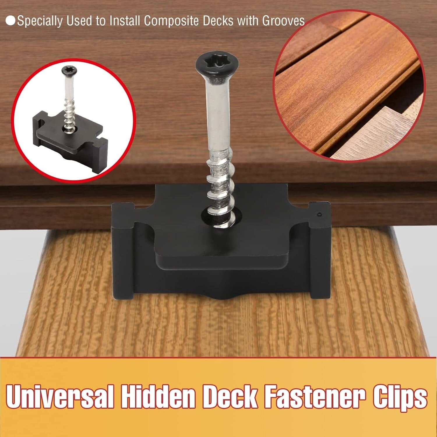 Universal Hidden Deck Fasteners - 900 Clips with Stainless Steel Screws for 5...