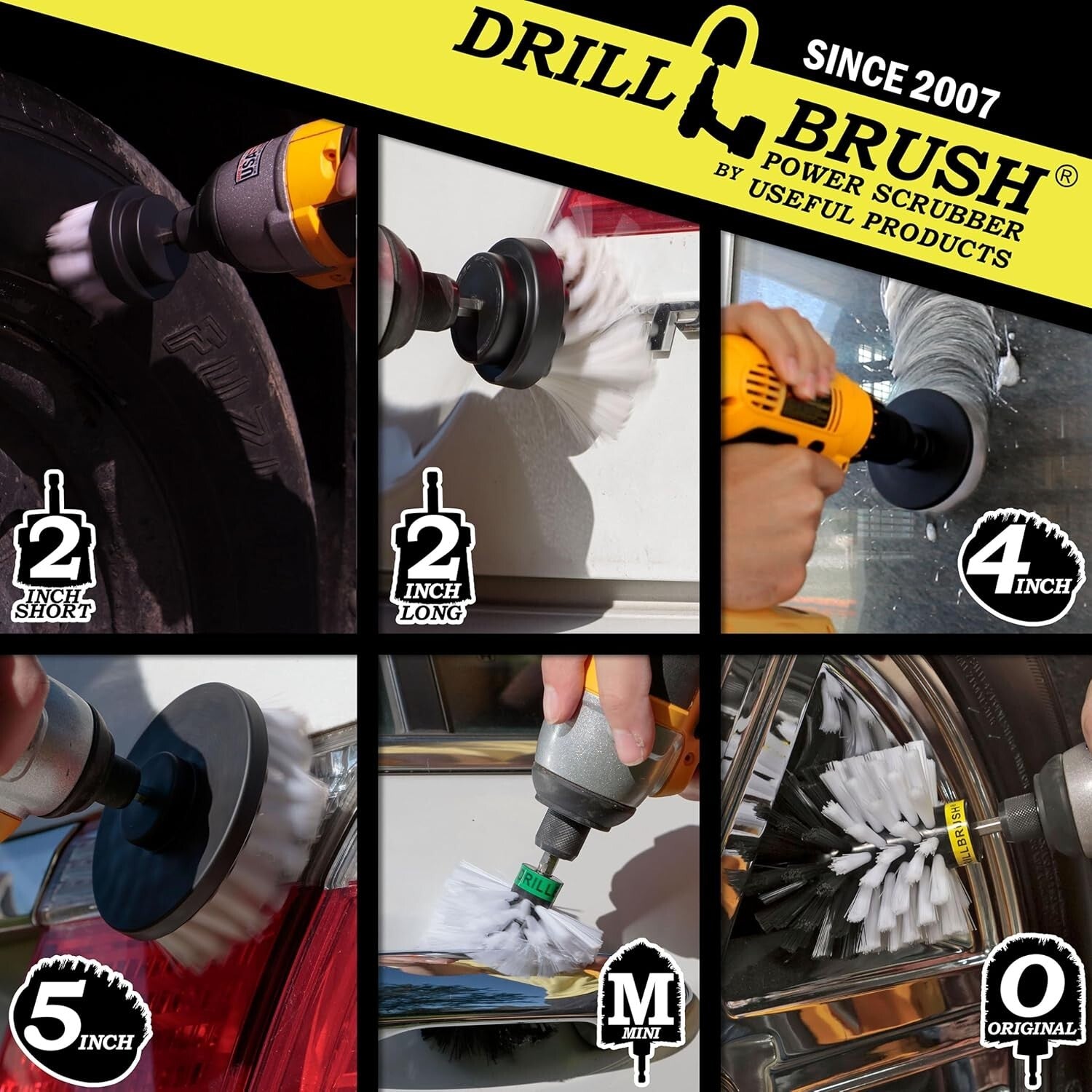 Ultimate Drill Brush Car Wash Kit: 6 Pieces for Perfect Automotive Detailing
