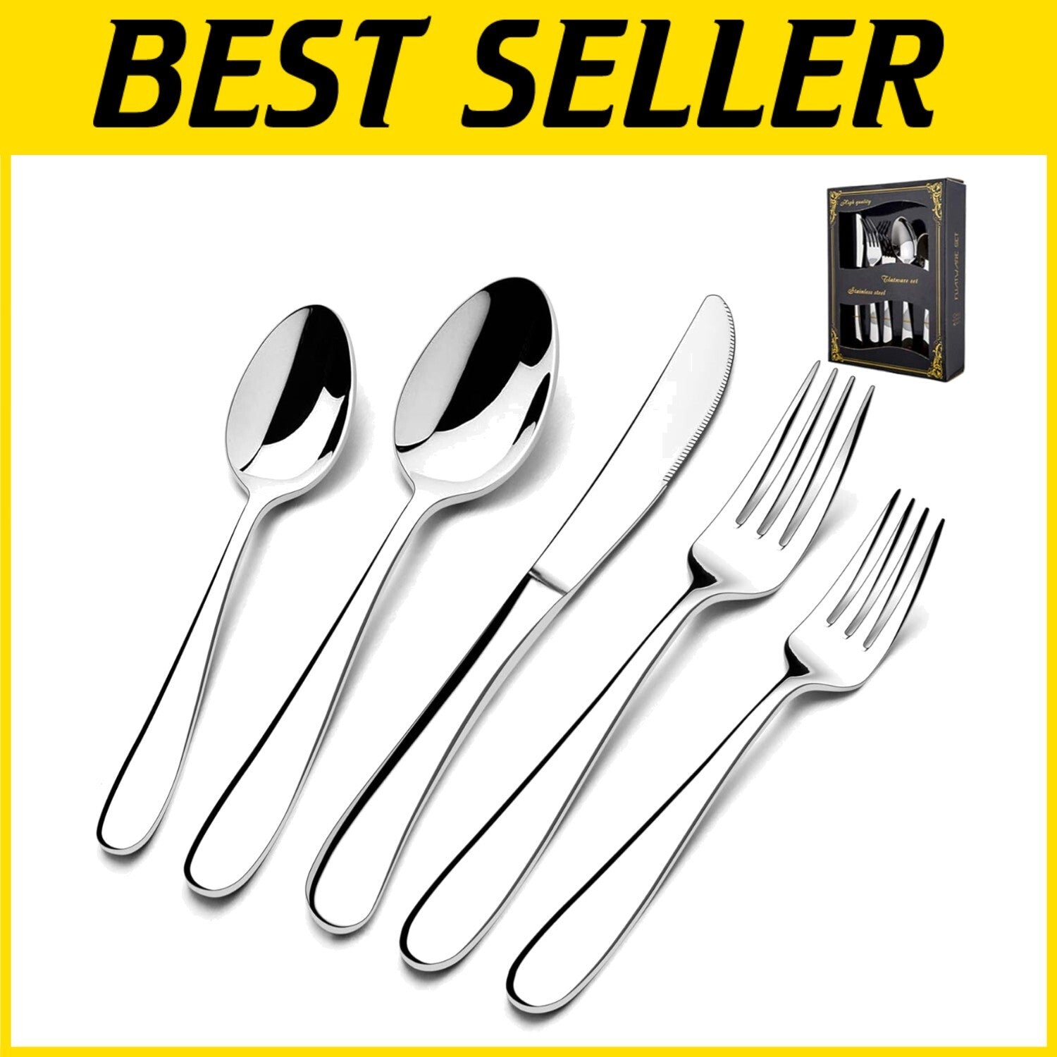 40-Piece Heavy-Duty Raindrop Silverware Set - Elegant Stainless Steel Flatware