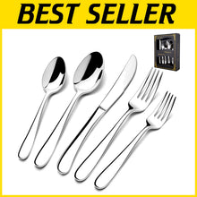 Load image into Gallery viewer, 40-Piece Heavy-Duty Raindrop Silverware Set - Elegant Stainless Steel Flatware
