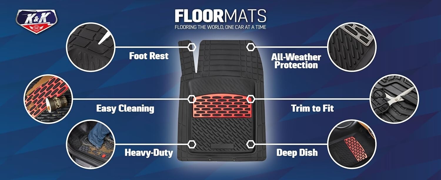 Universal Car Floor Mats in Sapphire Black - Customizable Fit for SUVs & Trucks