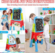 Load image into Gallery viewer, Adjustable Double-Sided Kids Art Easel with 360° Rotation and Accessories