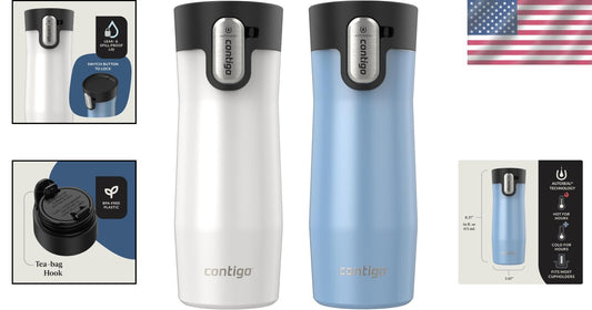 16 oz AUTOSEAL Vacuum-Insulated Travel Mug - Leak-Proof, 2-Pack in Frosted Pearl
