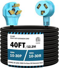 Load image into Gallery viewer, 30A 40FT EV Charging/ Dryer Extension Cord - Heavy Duty &amp; Plug-and-Play Design