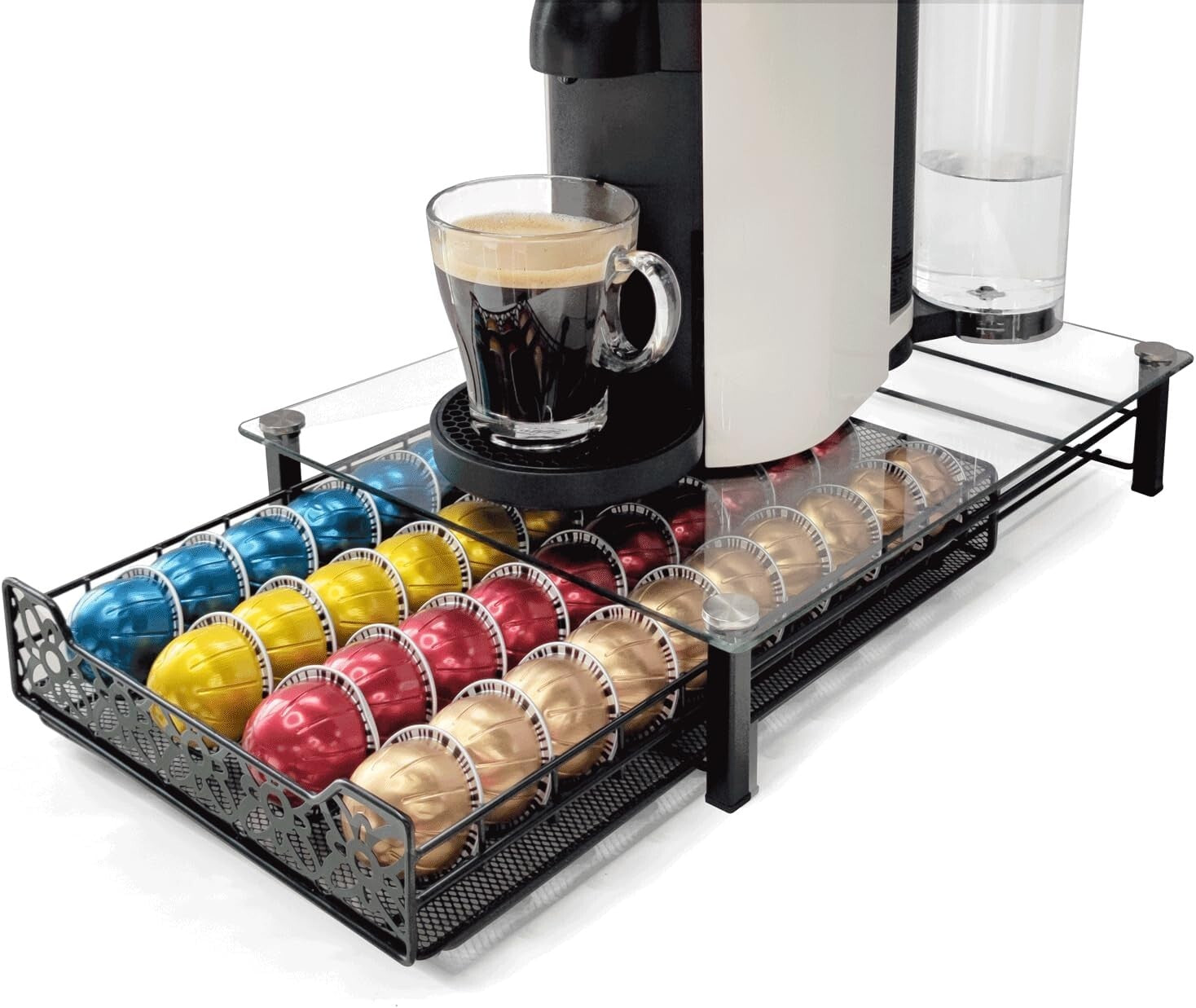 Stylish Coffee Pod Storage Drawer - Compatible with Nespresso Vertuo, 40 Pods