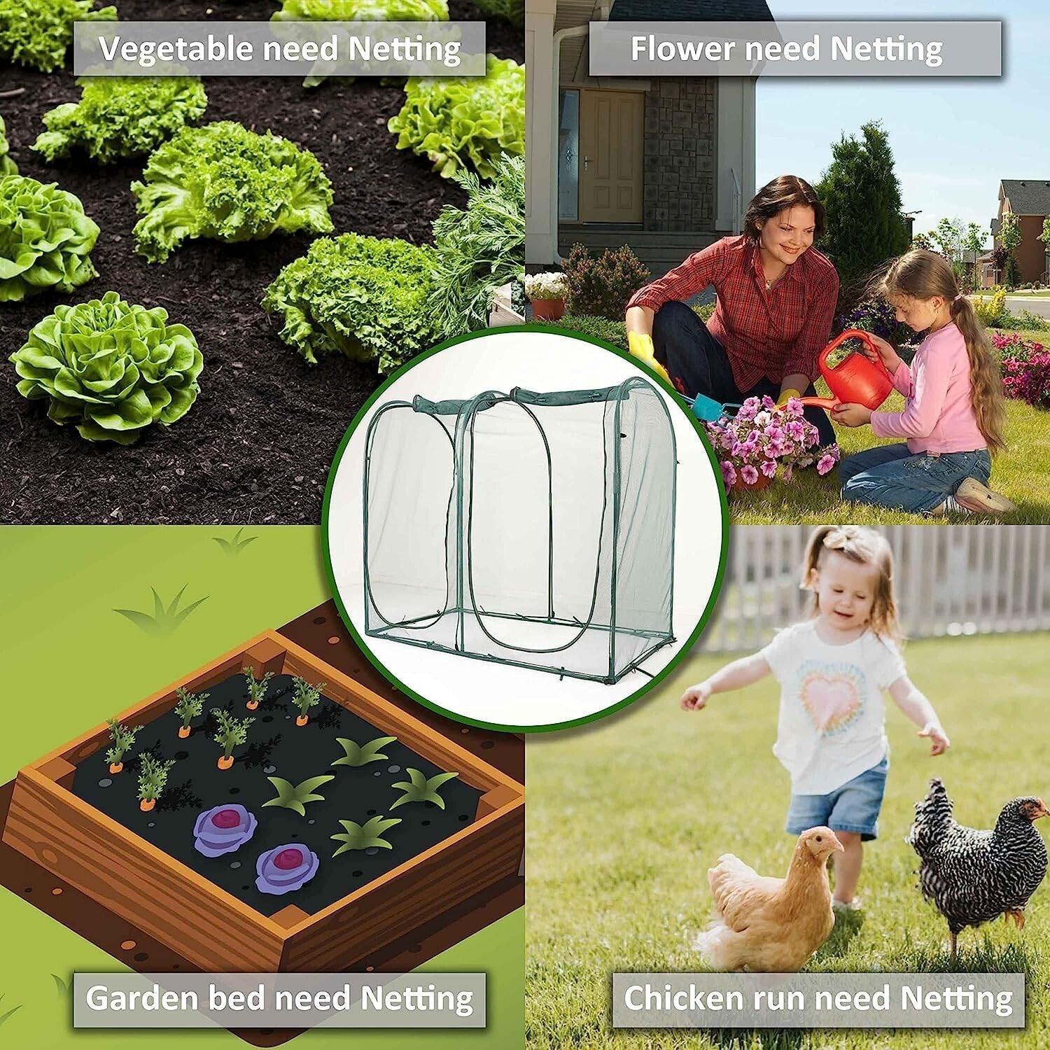 Durable 6FT Tall Gardening Tunnel Cover - Portable Pest Protection Netting