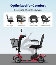 Load image into Gallery viewer, Ruby Red Electric Mobility Scooter - Foldable, Adjustable &amp; Safe for Easy Travel