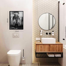 Load image into Gallery viewer, Whimsical Black Floating Frame Bathroom Art Set of 2 - Vintage Humor Prints