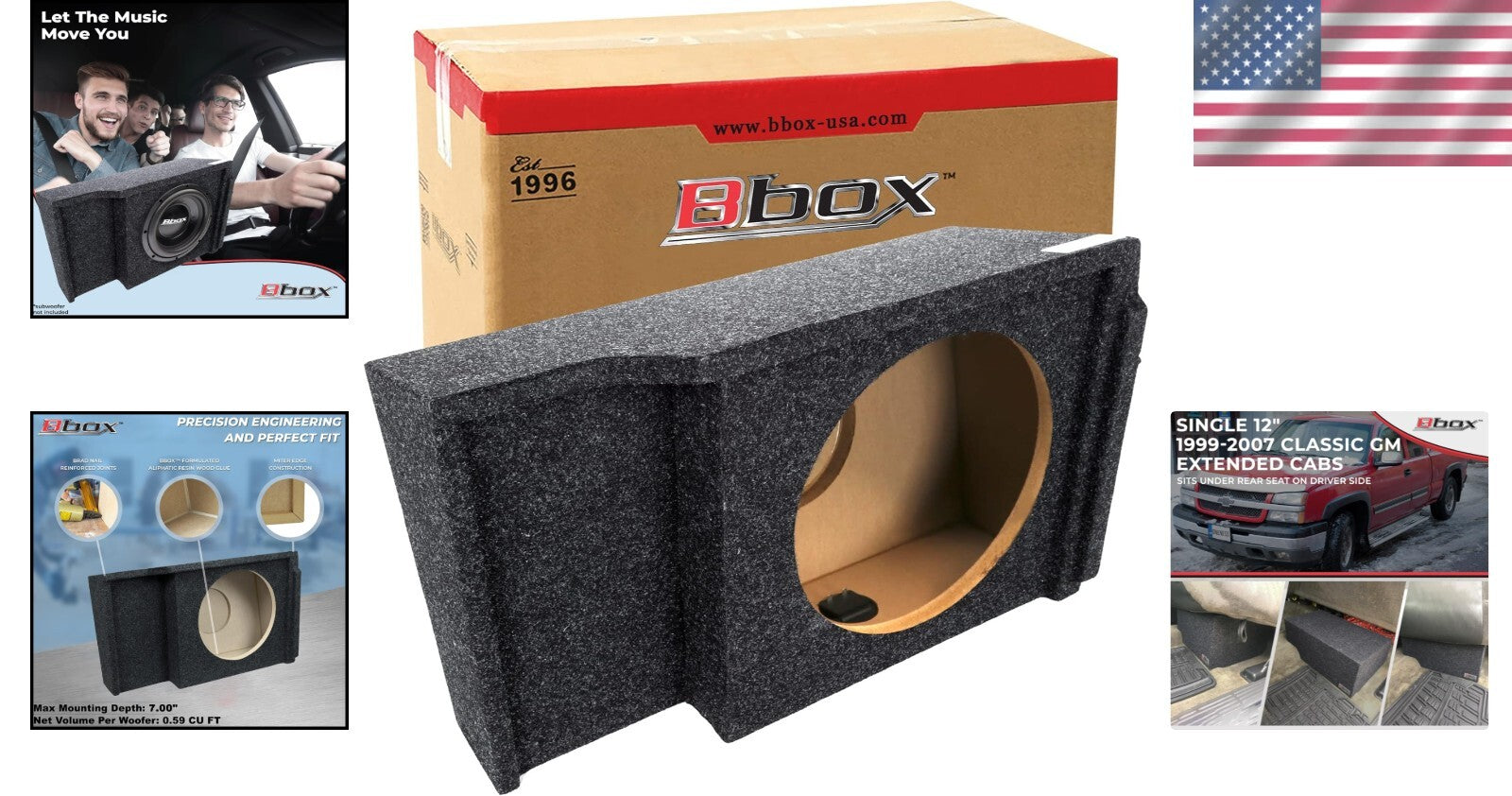 Bbox 12-Inch Sealed Subwoofer Enclosure for 1999-2007 GM Trucks - Premium Bass