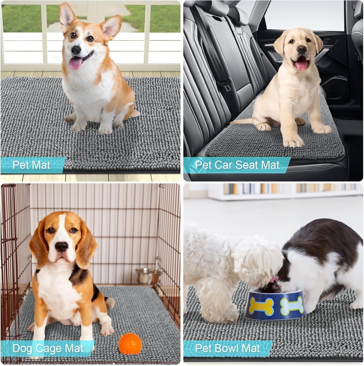 Pet-Friendly 40x32 Mud Mat with Non-Slip Base - Soft Chenille for Indoor Use
