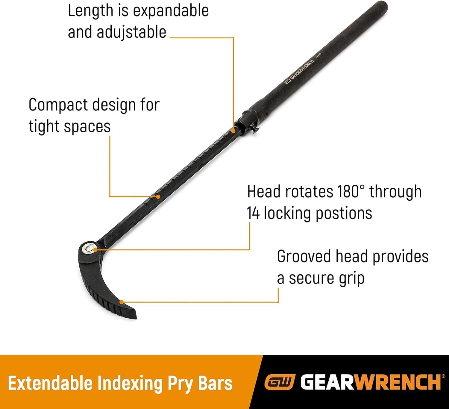 29-48" Extendable Indexing Pry Bar with 14 Locking Positions for Professionals