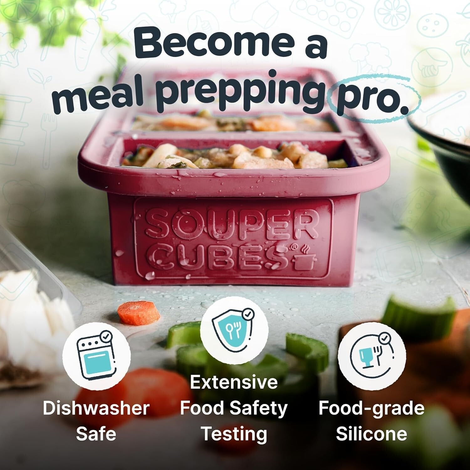 Durable Platinum Silicone Freezer Tray Set - Ideal for Broths and Leftovers