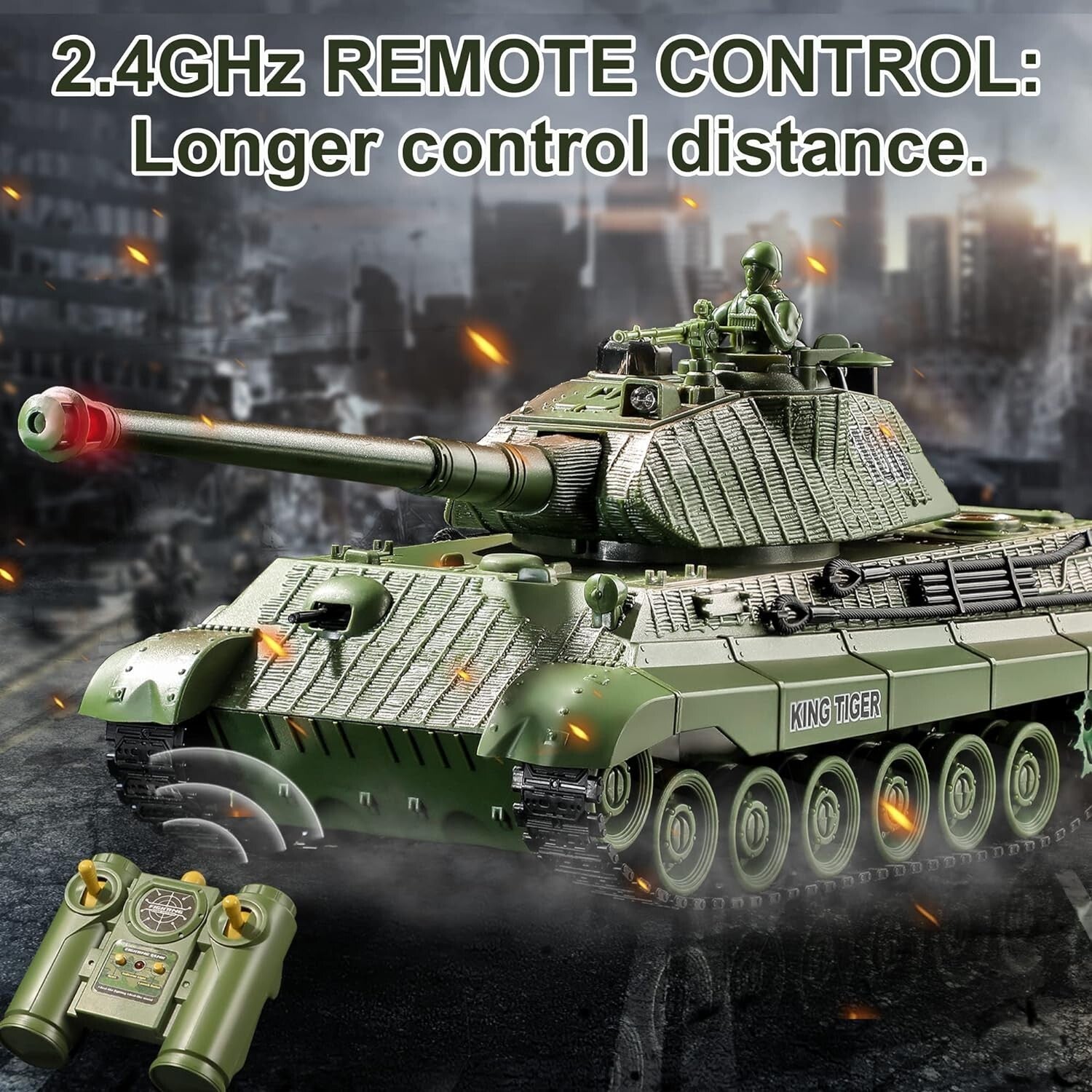 2.4GHz Anti-Interference RC King Tiger Tank for Indoor & Outdoor Adventures