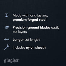 Load image into Gallery viewer, Ergonomic 8" Stainless Steel Fabric Scissors with Ambidextrous Handle and Sheath