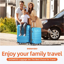 Load image into Gallery viewer, Premium 4-Piece Sky Blue Luggage Set: Expandable with Smooth Spinner Wheels