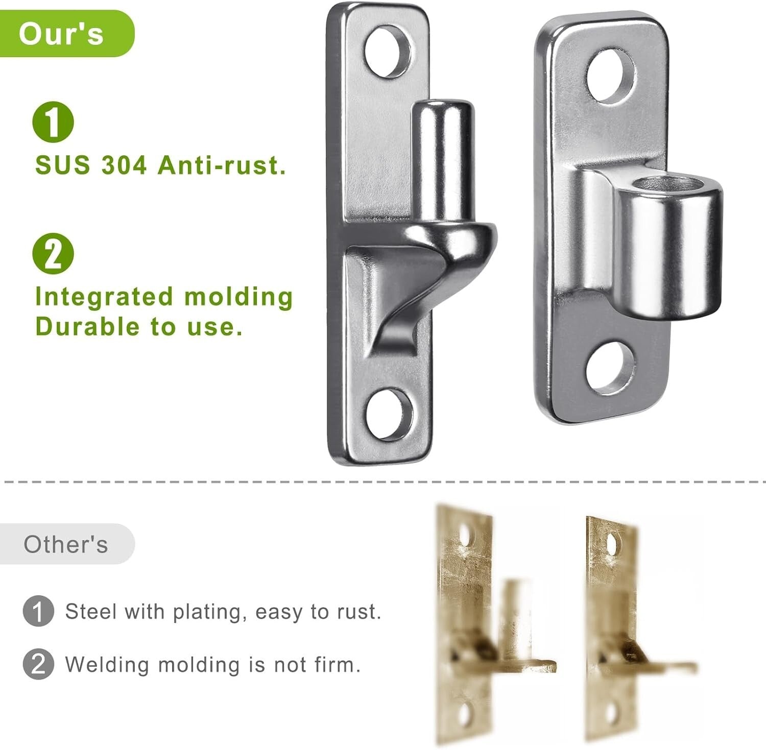 304 Stainless Steel Heavy Duty Gate Hinges - 600LB Support, Ideal for Fences