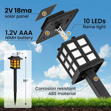 Load image into Gallery viewer, 10-Pack Flickering Flame Solar LED Lights - Waterproof Outdoor Decor