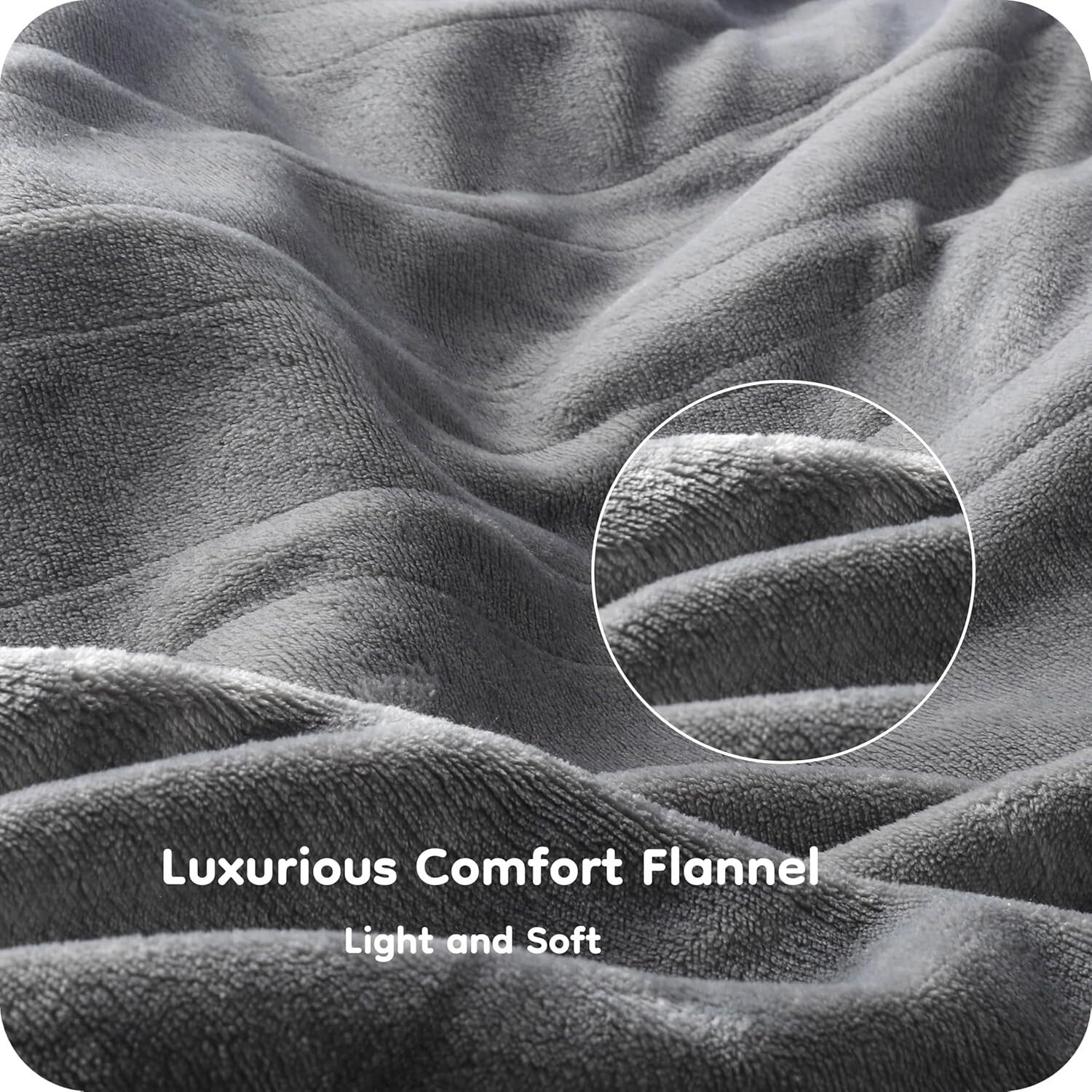 Elegant Full Size Electric Heated Blanket 72"x84" - Flannel with Safety Features