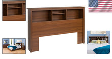 Load image into Gallery viewer, Elegant Full/Queen Bookcase Headboard - Durable Cherry Finish with Storage