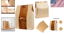 Load image into Gallery viewer, Kraft Paper Loaf Bags with Clear Window &amp; Labels - 200 Count for Fresh Storage