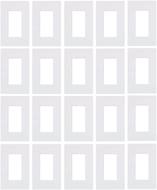 20-Pack Glossy White Decorator Switch Cover Plates - Quick Snap-On Installation