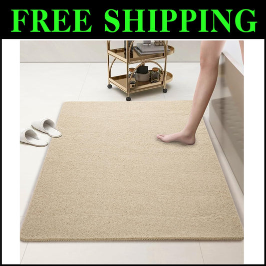 Safety First: 47'' x 32'' Exfoliating Non-Slip Shower Mat - Khaki PVC Design